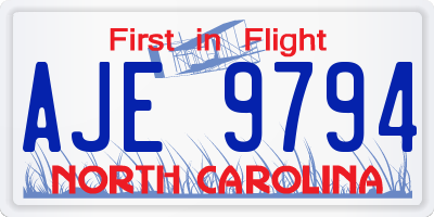 NC license plate AJE9794