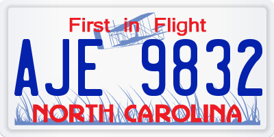 NC license plate AJE9832