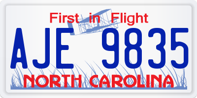 NC license plate AJE9835