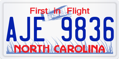 NC license plate AJE9836