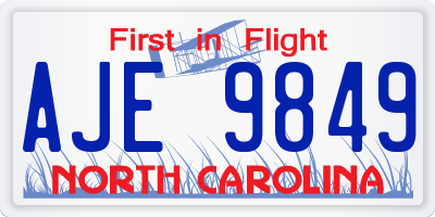 NC license plate AJE9849