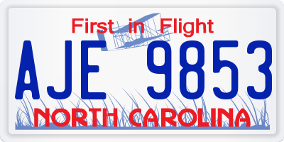 NC license plate AJE9853