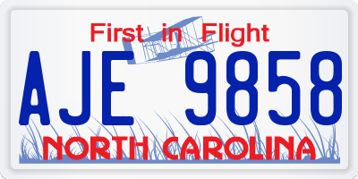 NC license plate AJE9858