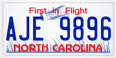 NC license plate AJE9896