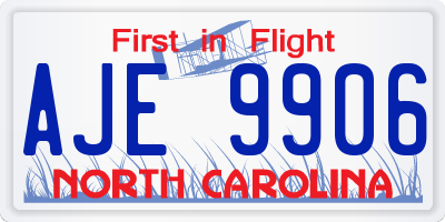 NC license plate AJE9906