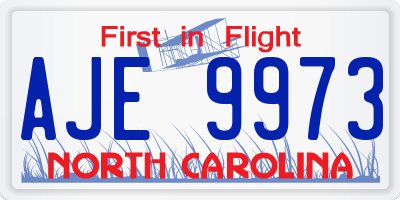 NC license plate AJE9973