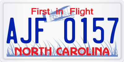 NC license plate AJF0157