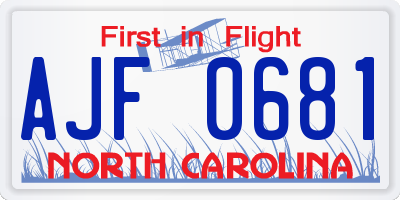 NC license plate AJF0681