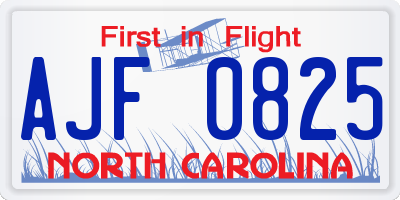 NC license plate AJF0825