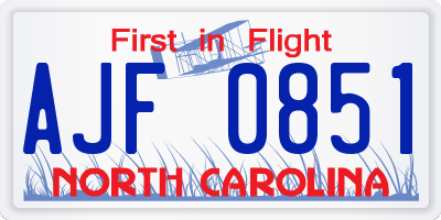 NC license plate AJF0851