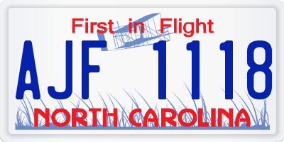 NC license plate AJF1118