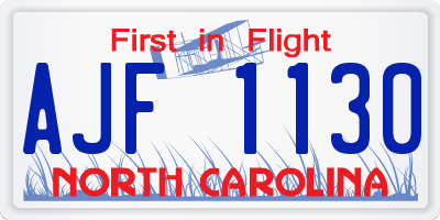 NC license plate AJF1130