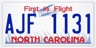 NC license plate AJF1131