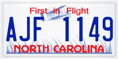 NC license plate AJF1149