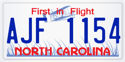 NC license plate AJF1154