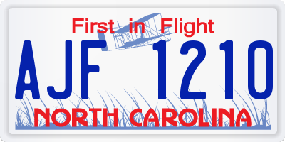 NC license plate AJF1210