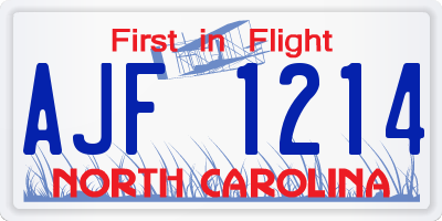 NC license plate AJF1214