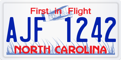 NC license plate AJF1242