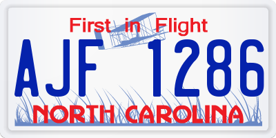 NC license plate AJF1286