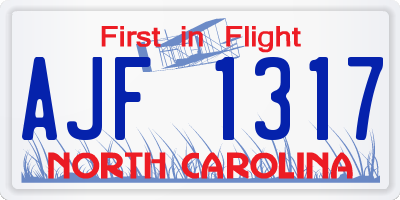 NC license plate AJF1317
