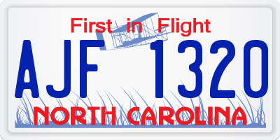 NC license plate AJF1320