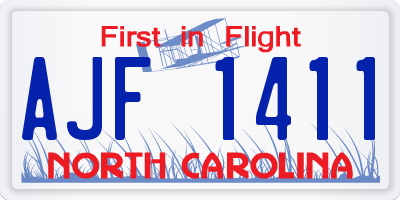 NC license plate AJF1411