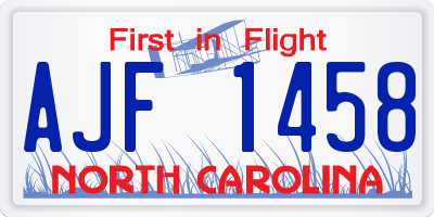 NC license plate AJF1458