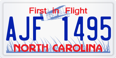 NC license plate AJF1495