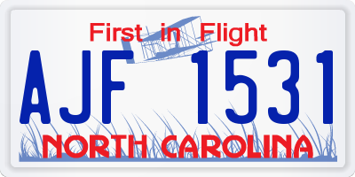 NC license plate AJF1531