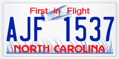 NC license plate AJF1537