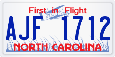NC license plate AJF1712