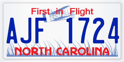 NC license plate AJF1724