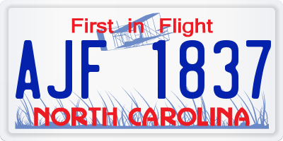 NC license plate AJF1837