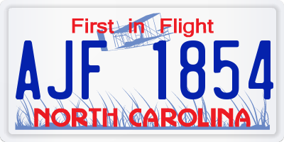 NC license plate AJF1854