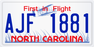 NC license plate AJF1881