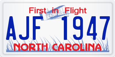 NC license plate AJF1947