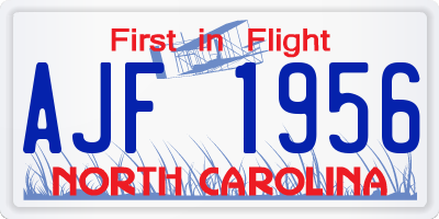 NC license plate AJF1956
