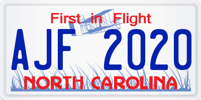 NC license plate AJF2020