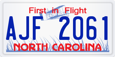 NC license plate AJF2061