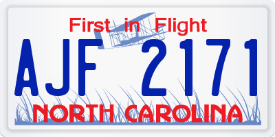 NC license plate AJF2171