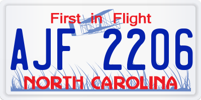 NC license plate AJF2206