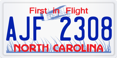 NC license plate AJF2308