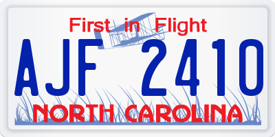 NC license plate AJF2410
