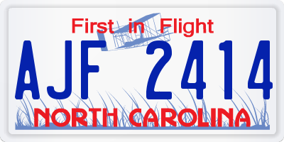 NC license plate AJF2414