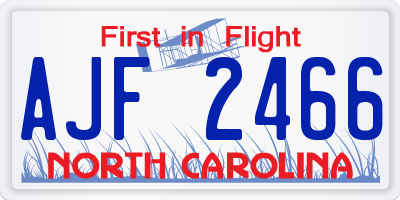 NC license plate AJF2466
