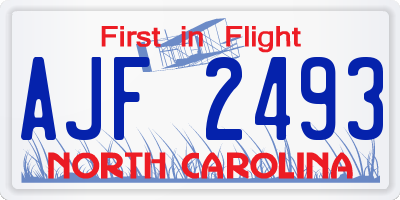 NC license plate AJF2493