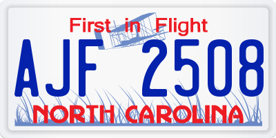 NC license plate AJF2508