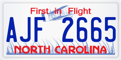 NC license plate AJF2665