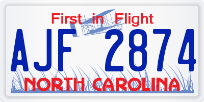 NC license plate AJF2874