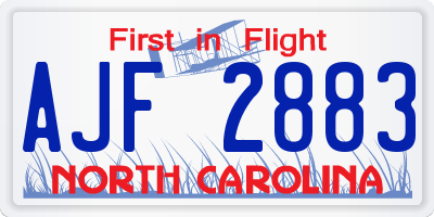 NC license plate AJF2883